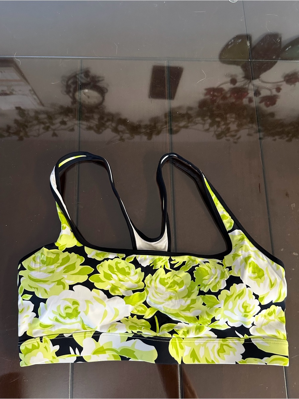 ZYIA Floral Lime & Black Sports Bra
